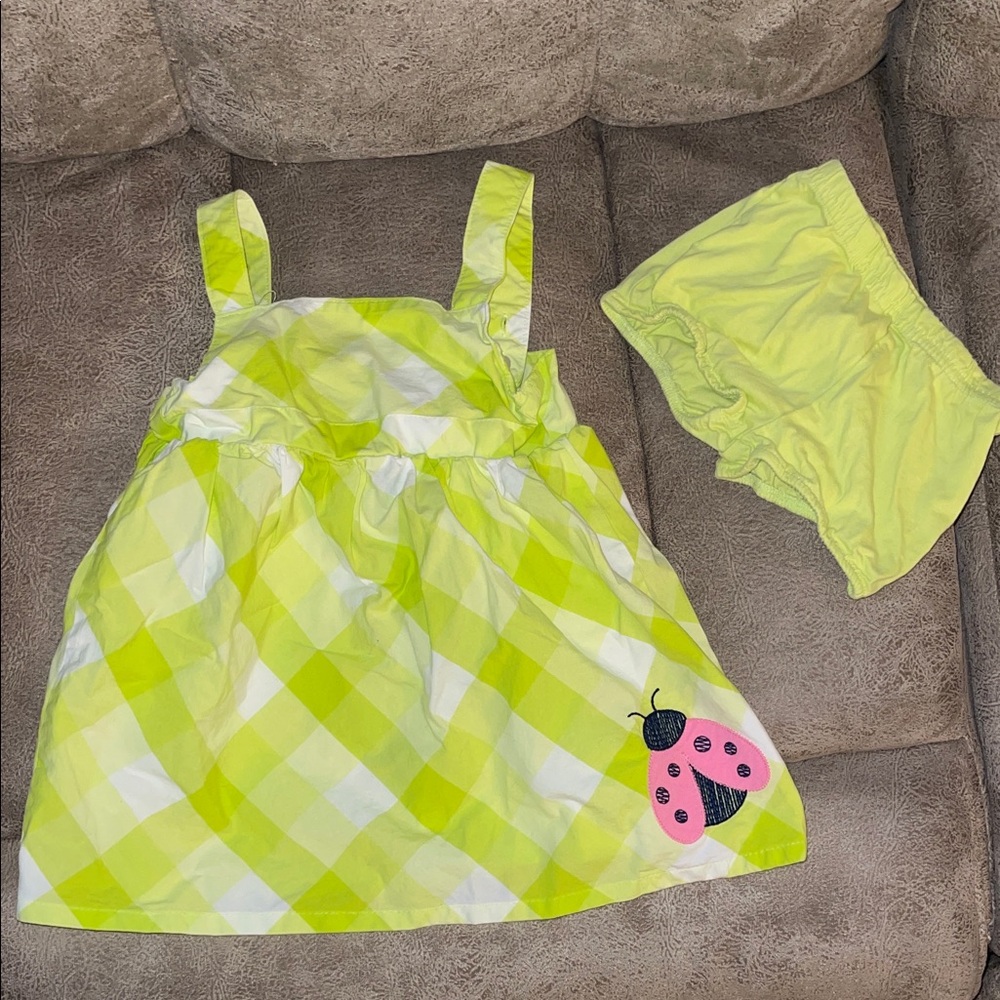 Carter's Lime Green Baby Dress with Shorts 💚🐞